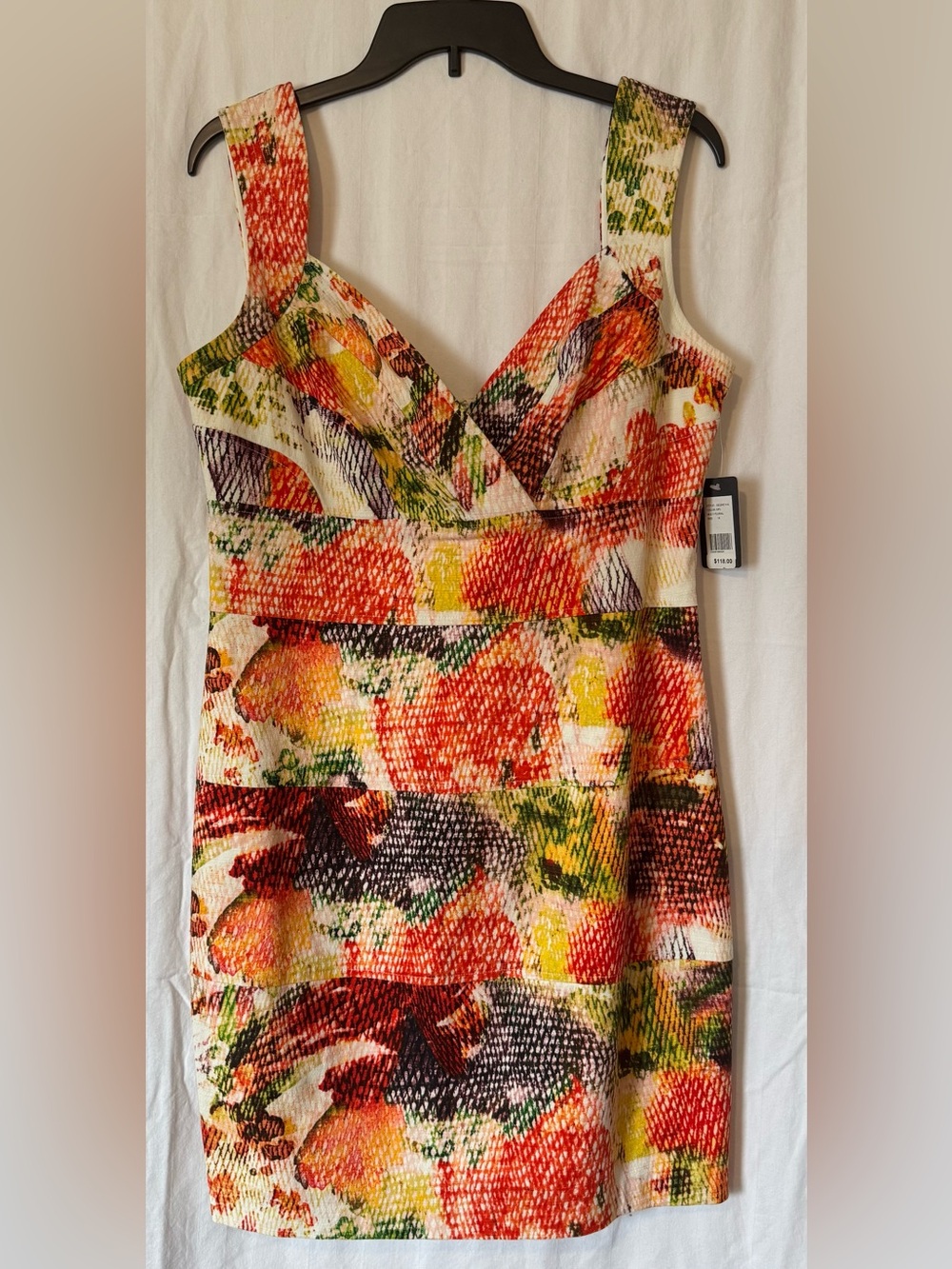 NWT Guess Mini Bodycon Bandage Dress – Size 14 – Abstract Floral Print